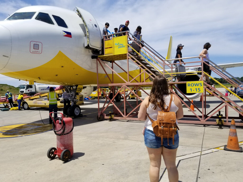 boarding an airplane